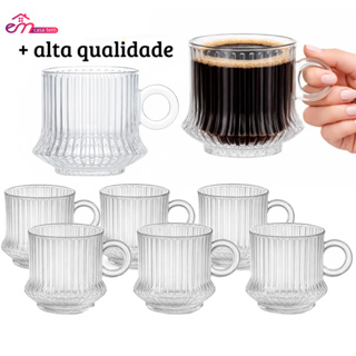Jogo de Xicaras Robusta Lines Canelada Cristal Transparente Vidro 85ml Chá Cafe e Leite Elegante em Oferta na Shopee