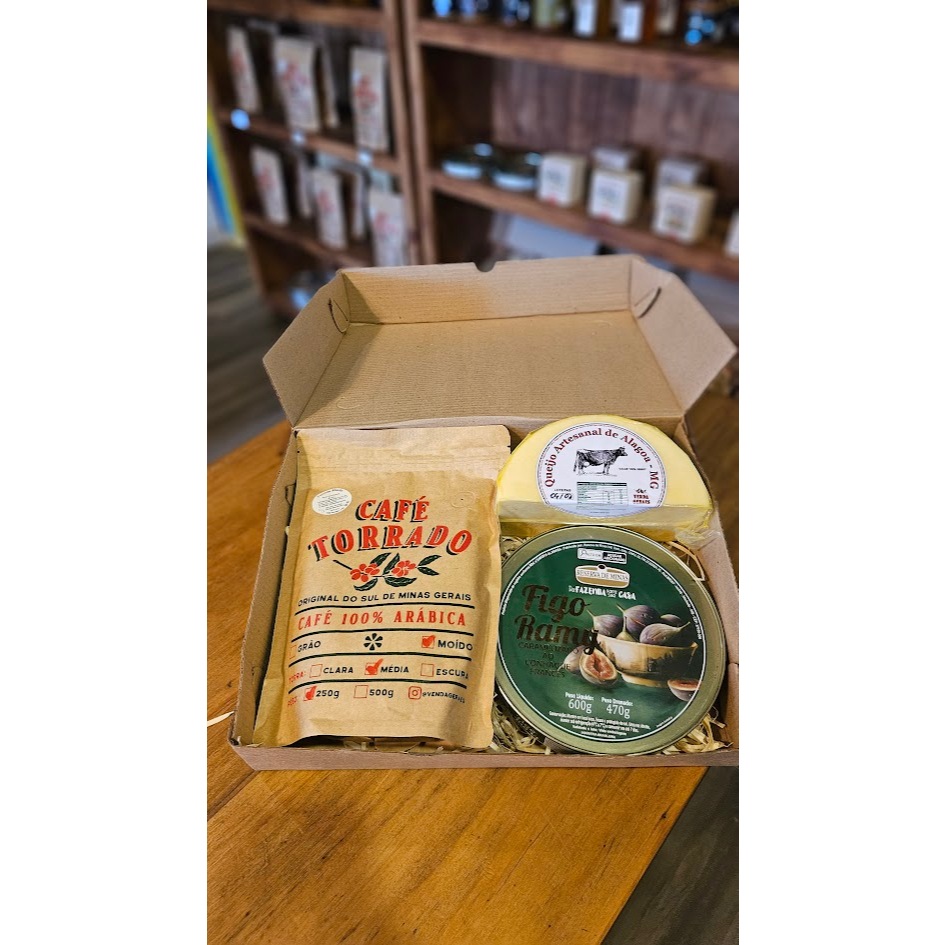 Kit Presente Gourmet Minas - Queijo Alagoa + Figo Ramy + Café Especial