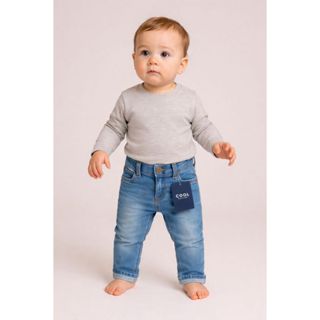 Calça bebê jeans menino com lycra 0 a 10 meses em Oferta na Shopee