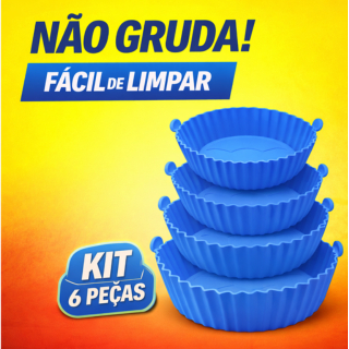 Kit 6 Cesto Em Silicone Antiaderente Air Fryer Reutilizável Protetor Microondas Panela Forno Cesta