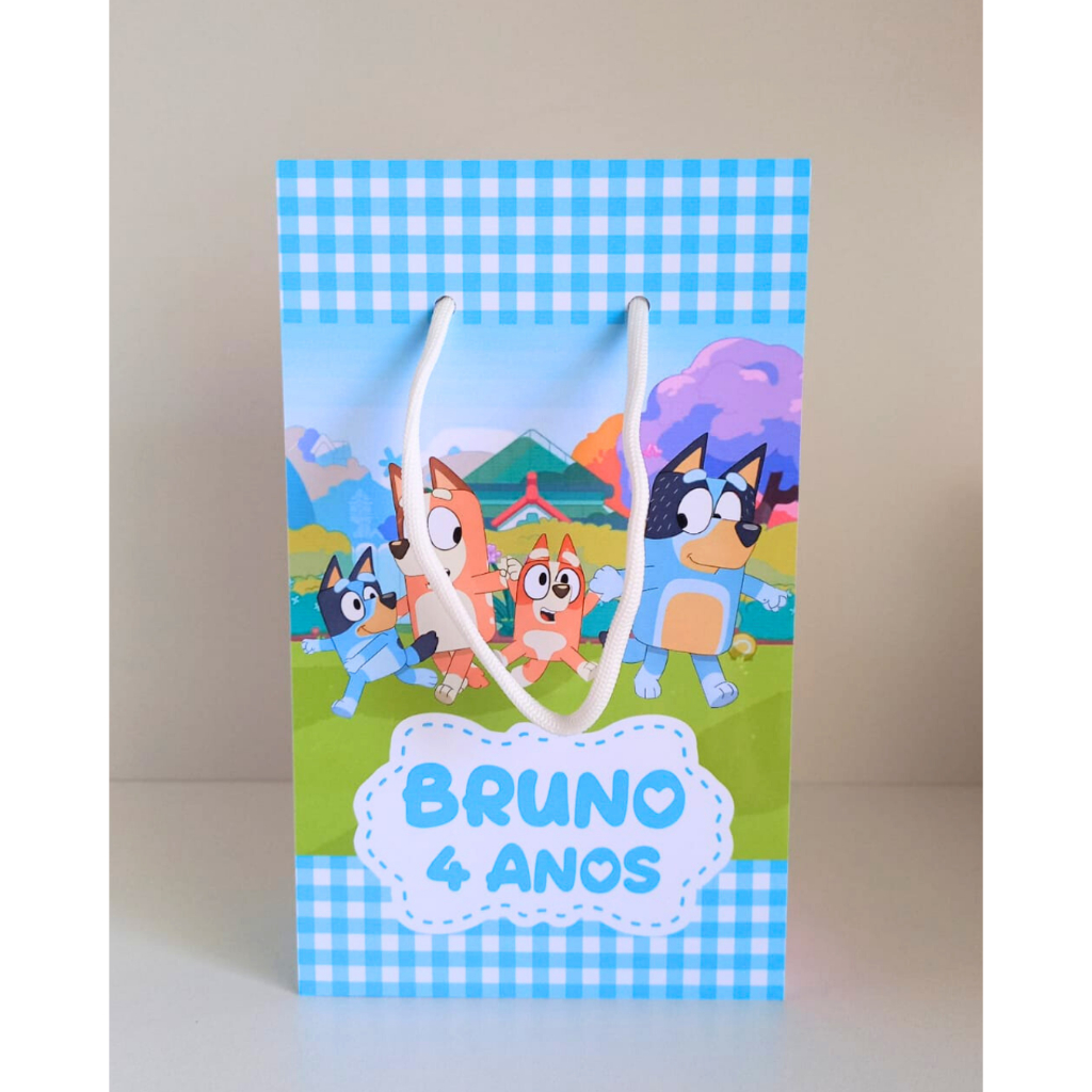 Sacola G Bluey Menino Azul Personalizada / Sacolinhas / Lembrançinha de Festa / Aniversário / Batizado / Chá de Bebê