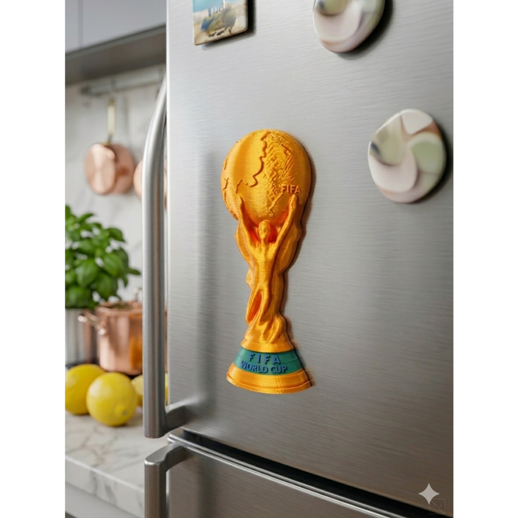Imã Geladeira Taça Copa do Mundo Decorativo | Lembrancinha Futebol Ímã Copa Brasil Presente Criativo