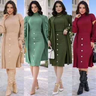 tri conjunto veronica  moda feminina  conjunto de três peças saia  blusa e sobretudo moda feminina em Oferta na Shopee