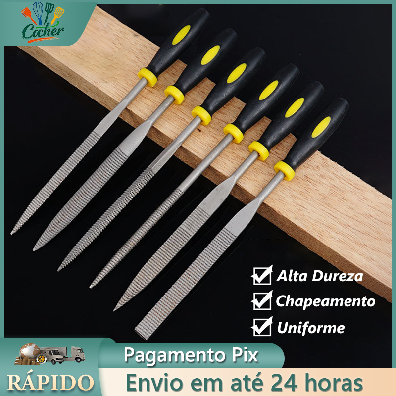 Jogo de Lima Agulha 140mm 6 Peças  Afiar Polir Artesanato Marcenaria Ferramenta