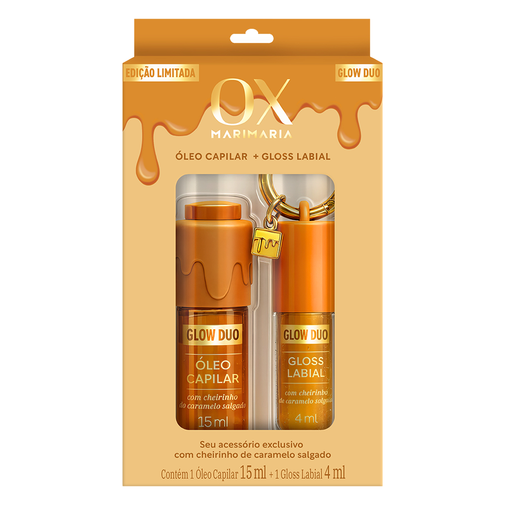 Kit Ox Glow Duo Caramelo Salgado Mari Maria - Óleo Capilar 15ml + Gloss Labial 4ml em Oferta na Shopee