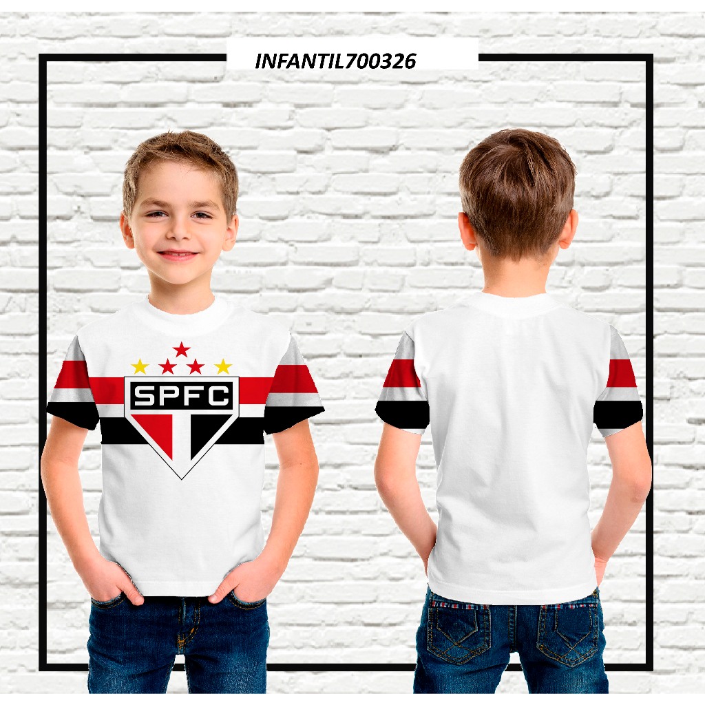 Camiseta Infantil São Paulo em tecido Dryfit