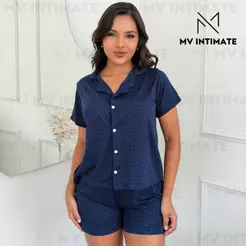 Baby Doll Americano Pijama Feminino Aberto em Malha Suede Super Confortável