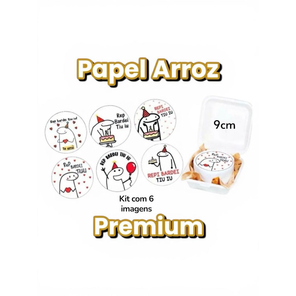 Kit C/06 Papel Arroz Bento Cake Flork Frases Aniversário 9cm - Bolo Marmita em Oferta na Shopee