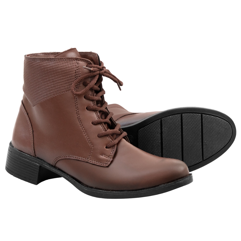 Bota Coturno Feminino Casual com Salto Baixo Confortável