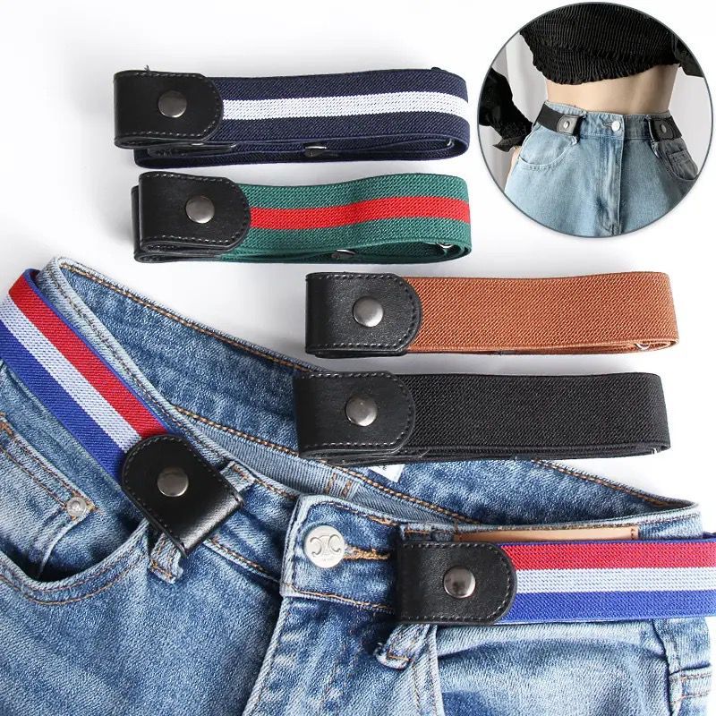 2026 Cinto Elástico Sem Fivela De Verão  Alça Jeans Preguiçosa Ajustável Invisível em Oferta na Shopee