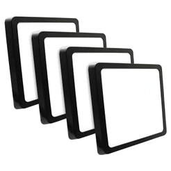 Kit 4 Painel Sobrepor Preto 25W Led Quadrado Grande Luz Branco Frio/Neutro/Quente Bivolt