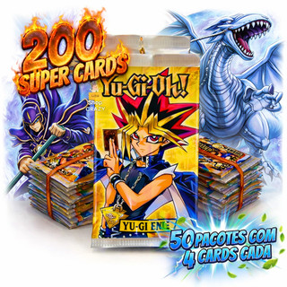 Kit Cartas Yu-Gi-Oh 200 Cards TCG Mago Negro Dragão Branco Deuses Egípcios Cards Colecionáveis