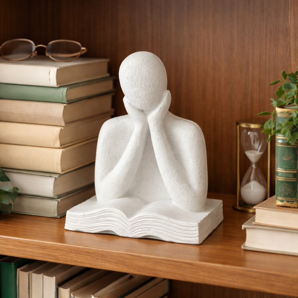 Escultura Decorativa "Leitor Pensador" Minimalista Moderno Presente Estátua Criativo Sala Escritório