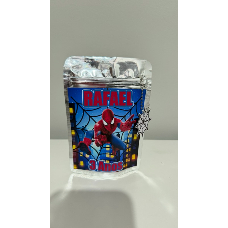 Saquinho metalizado zip lock personalizado Homem Aranha | lembrancinha fim de festa | decoração | festa infantil
