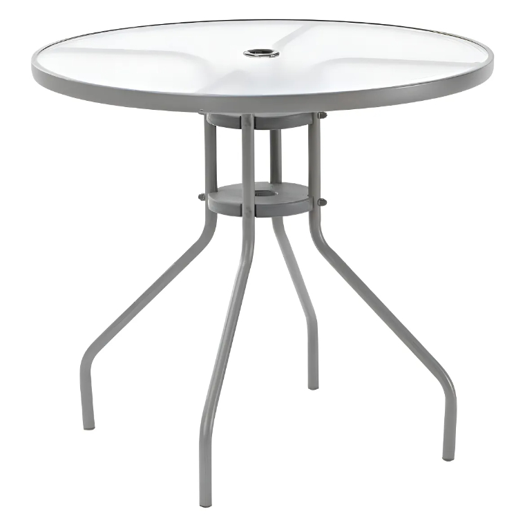 Mesa Redonda Elia Aço 70x80x80cm Resistente área externa Jardim Piscina Cinza Naterial Cinza