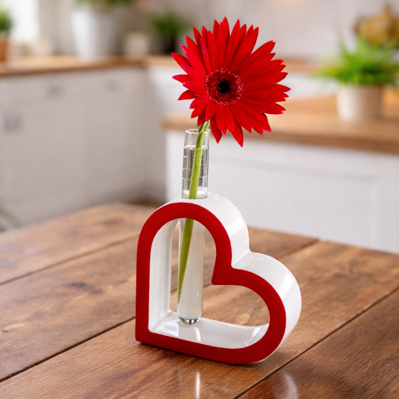 Vaso Coração Artesanal Com Tubo De Vidro Reforçado Decoração Romântica Sala Quarto Enfeite Presente em Oferta na Shopee