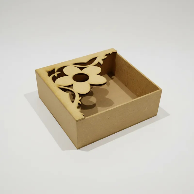 Porta guardanapo com desenho de flor/arabesco vazado em mdf 15x15x5,5 em Oferta na Shopee