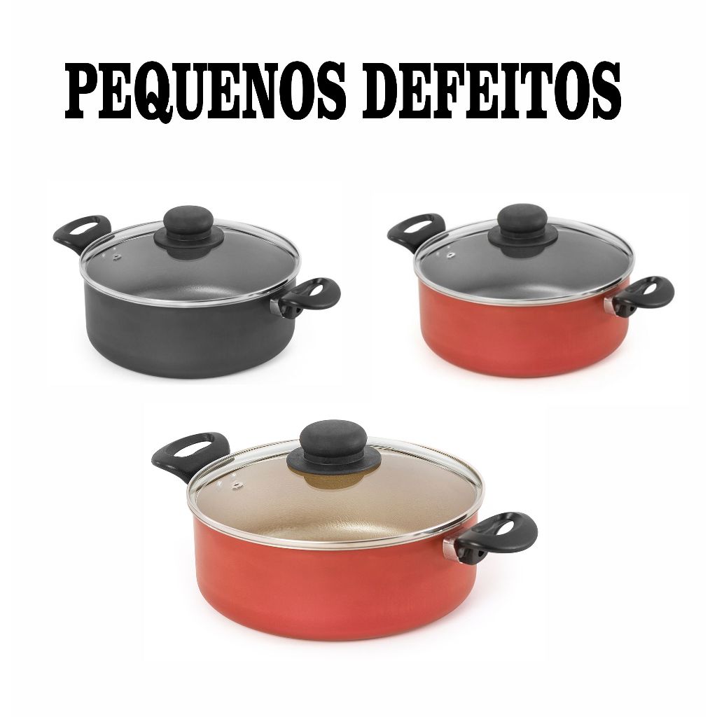 Panelas caçarola Antiaderente nº28 Teflon Tampa de Vidro Pequenos Defeitos