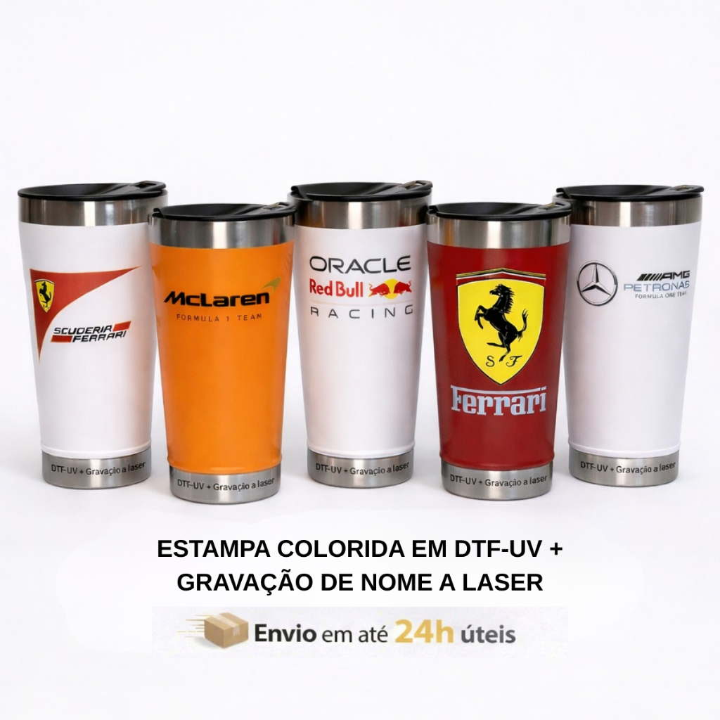 Copo térmico Inox 473ml Personalizado Fórmula 1 | F1 - Corrida/Automobilismo/Esporte em Oferta na Shopee
