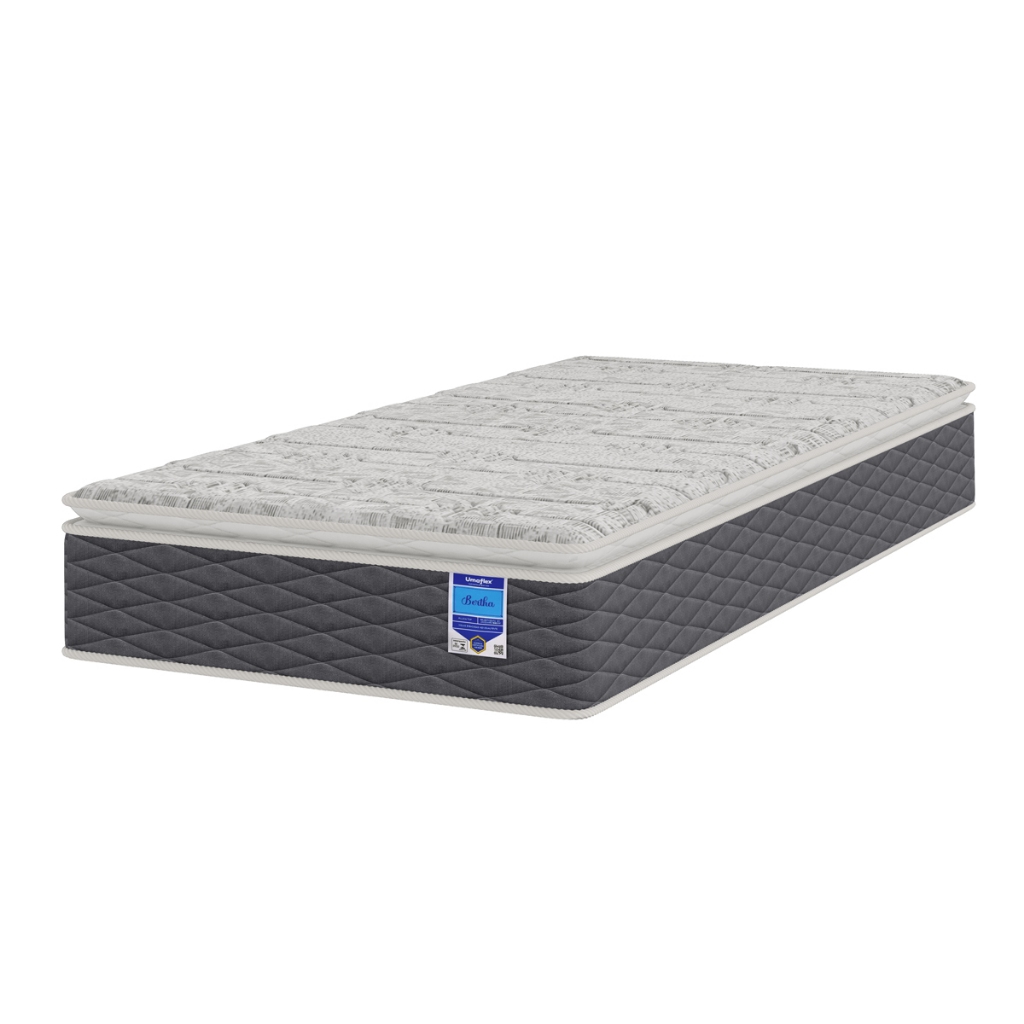 Colchão Solteiro Molas Ensacadas e Espuma D26 com Pillow Top 88x188x25 Cinza Umaflex