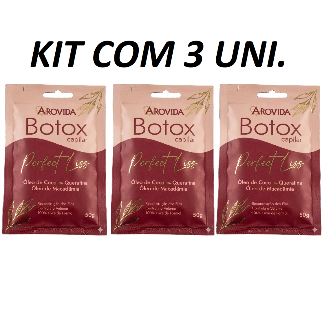 Kit 3 Sachês Botox Capilar Perfect Liss 50g Arovida