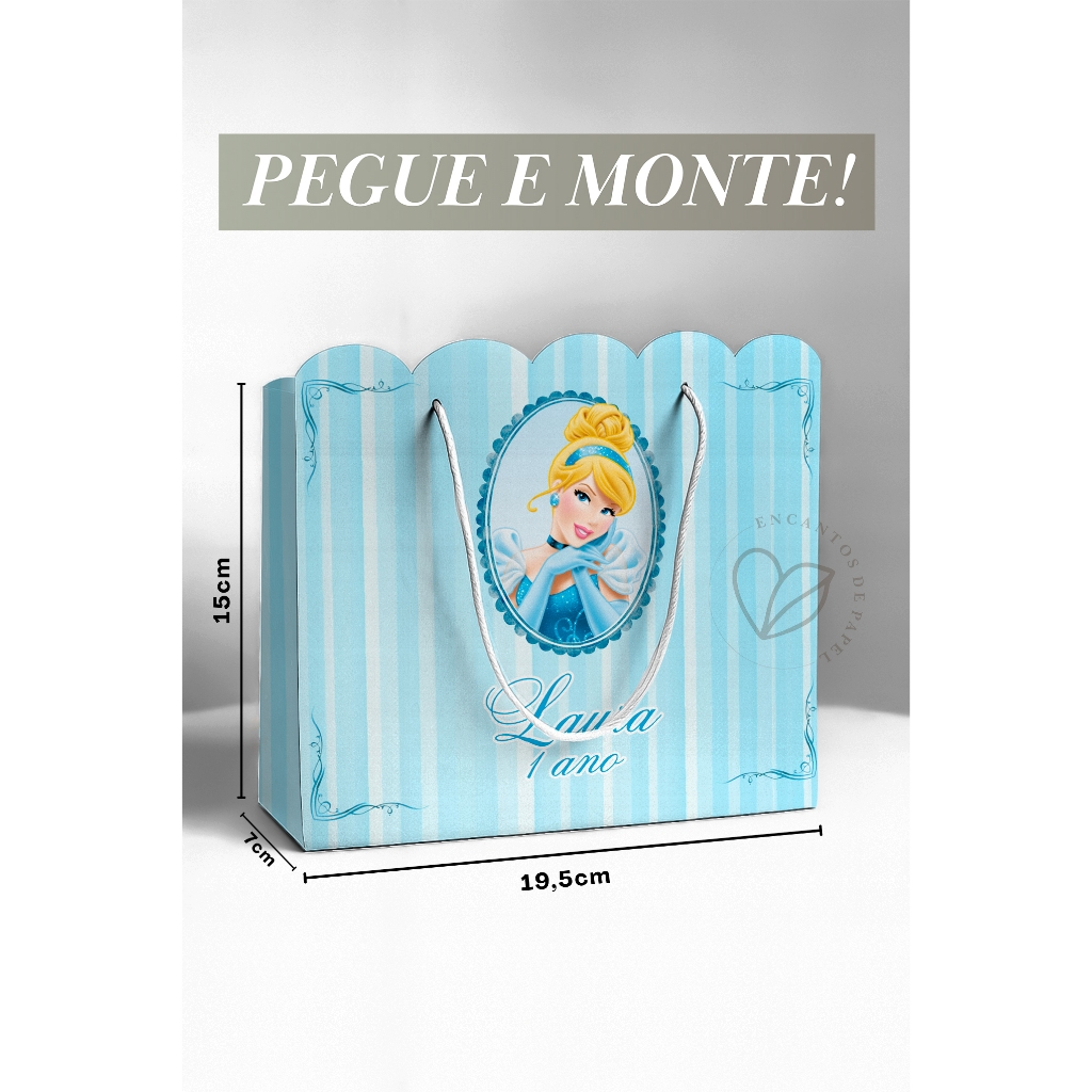 Sacolinha Surpresa G | Cinderela | Nome + Idade | Sacolinha Personalizada | PEGUE E MONTE