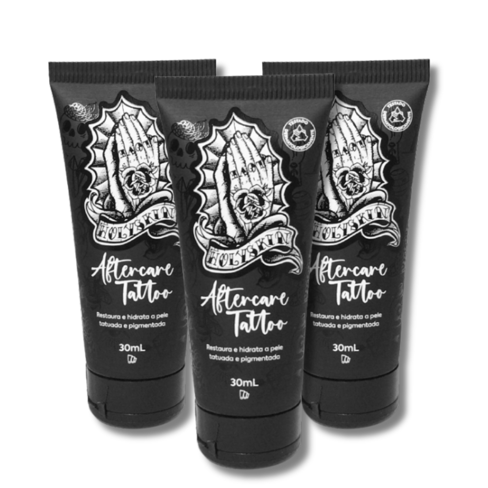 Kit 3 Pomadas Pós Tatuagem HolySkin 30ml - Cicatrizante e Hidratante Profissional