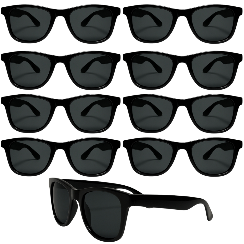 Kit 5 Óculos de Sol Lente Escuro Preto Para Evento Festa Baladas Casamento Formatura Raves