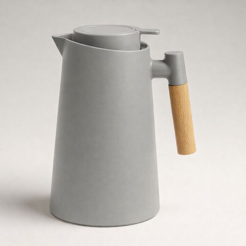 Garrafa Térmica 1L Para Café Cabo Madeira com Botão Acionamento Click Nórdica Vácuo Preta em Oferta na Shopee