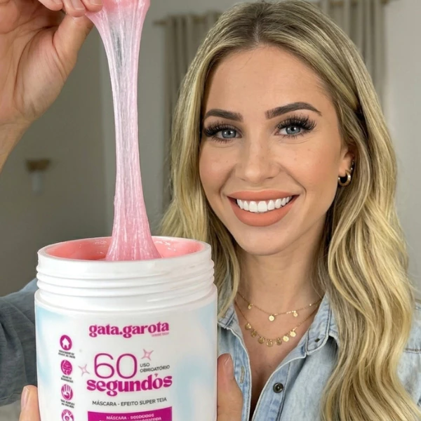 Mascara de Tratamento para cabelo Loiro, com luzes, com Colágeno e Efeito 3D Gata Garota 60 — imagem 1