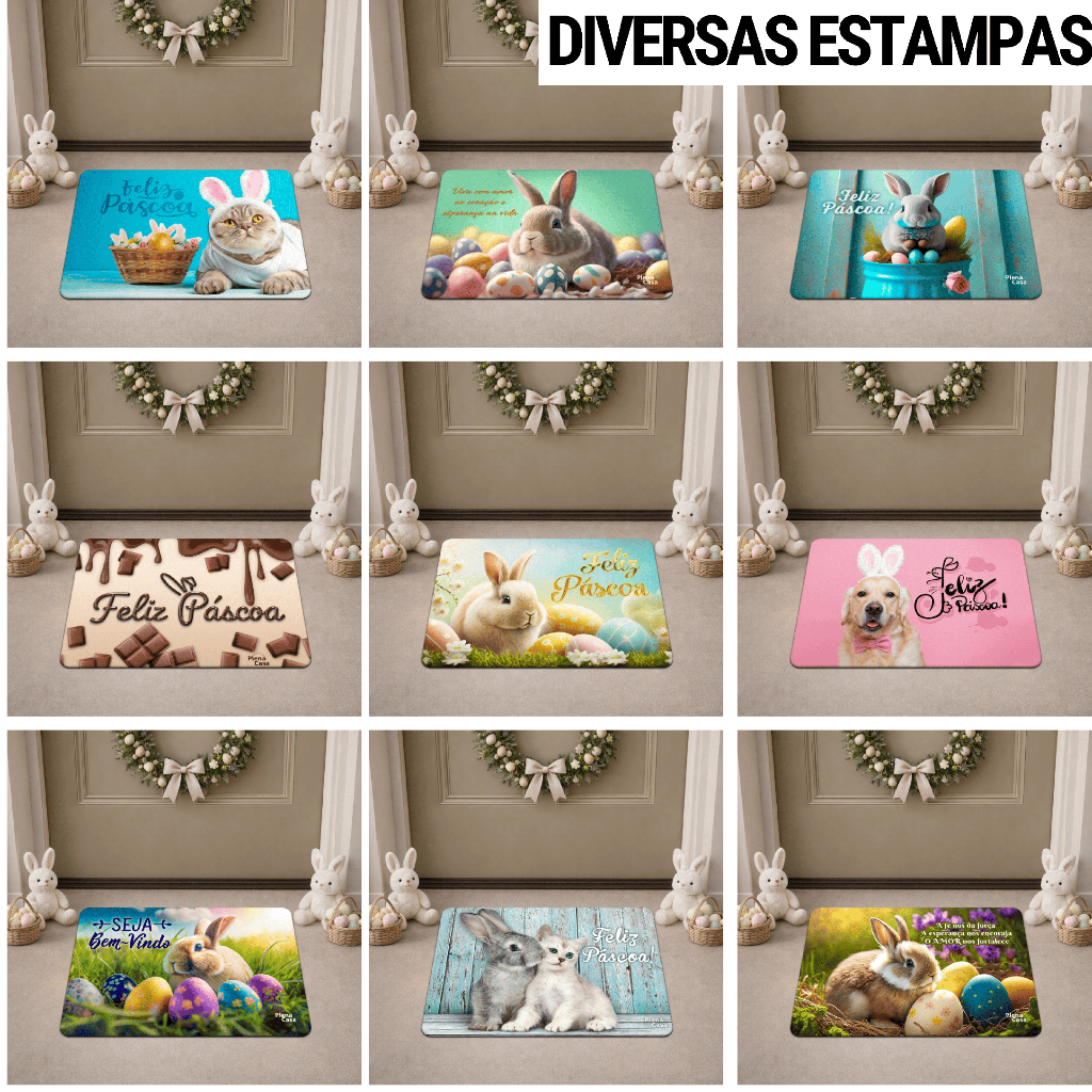Tapetes Seja Bem Vindo de Porta Antiderrapante Coleção Páscoa - Diversas Estampas em Oferta na Shopee