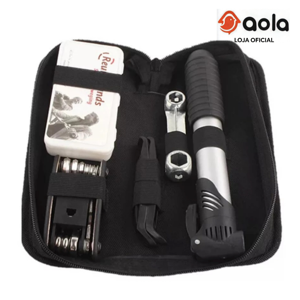 Kit Ferramentas portátil para Bicicleta  Reparo de Pneu, Bomba de Ar e Bolsa de Quadro Kit Completo em Oferta na Shopee