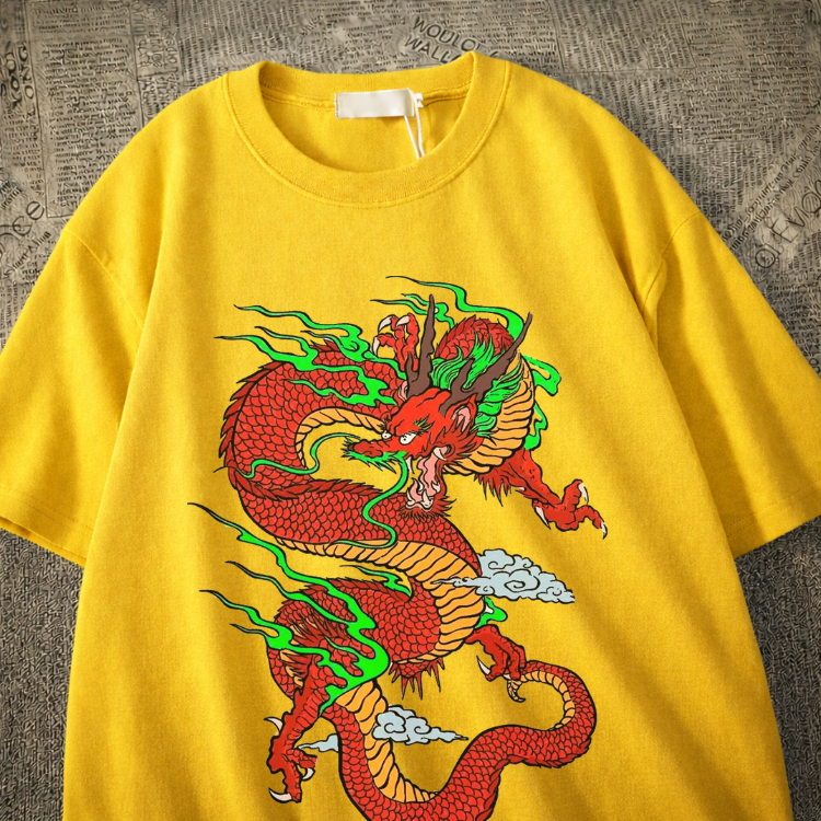 Camiseta Basica 100% Algodão Com Estampa De Dragão Style Streetwear Com Diversas Cores De Camisetas