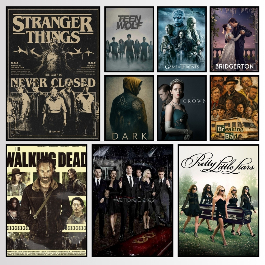 Quadro Decorativo ou Poster ADESIVO 20x30 Séries Netflix TVD TWD PLL GOF Stranger Things Placa MDF