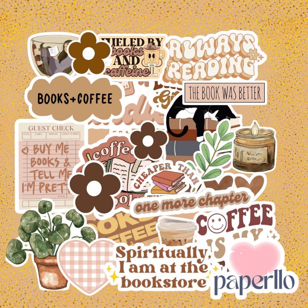 36 Adesivos Á prova d'água Coffee and Books Colagem Kindle e Personalização em Oferta na Shopee