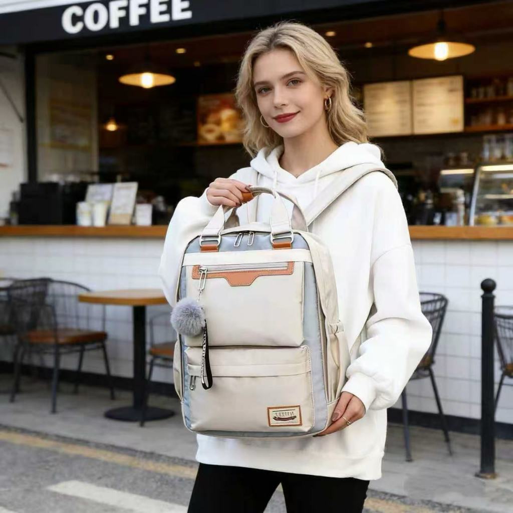 Mochila/Bolsa feminina à prova d'água, bolsa casual de poliéster versátil, adequada para universidade, escola e viagens