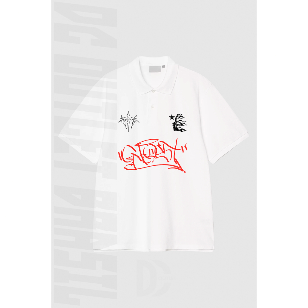 Camisa Polo Piquet Ghost Hellstar Triple Cross Algodão Streetwear