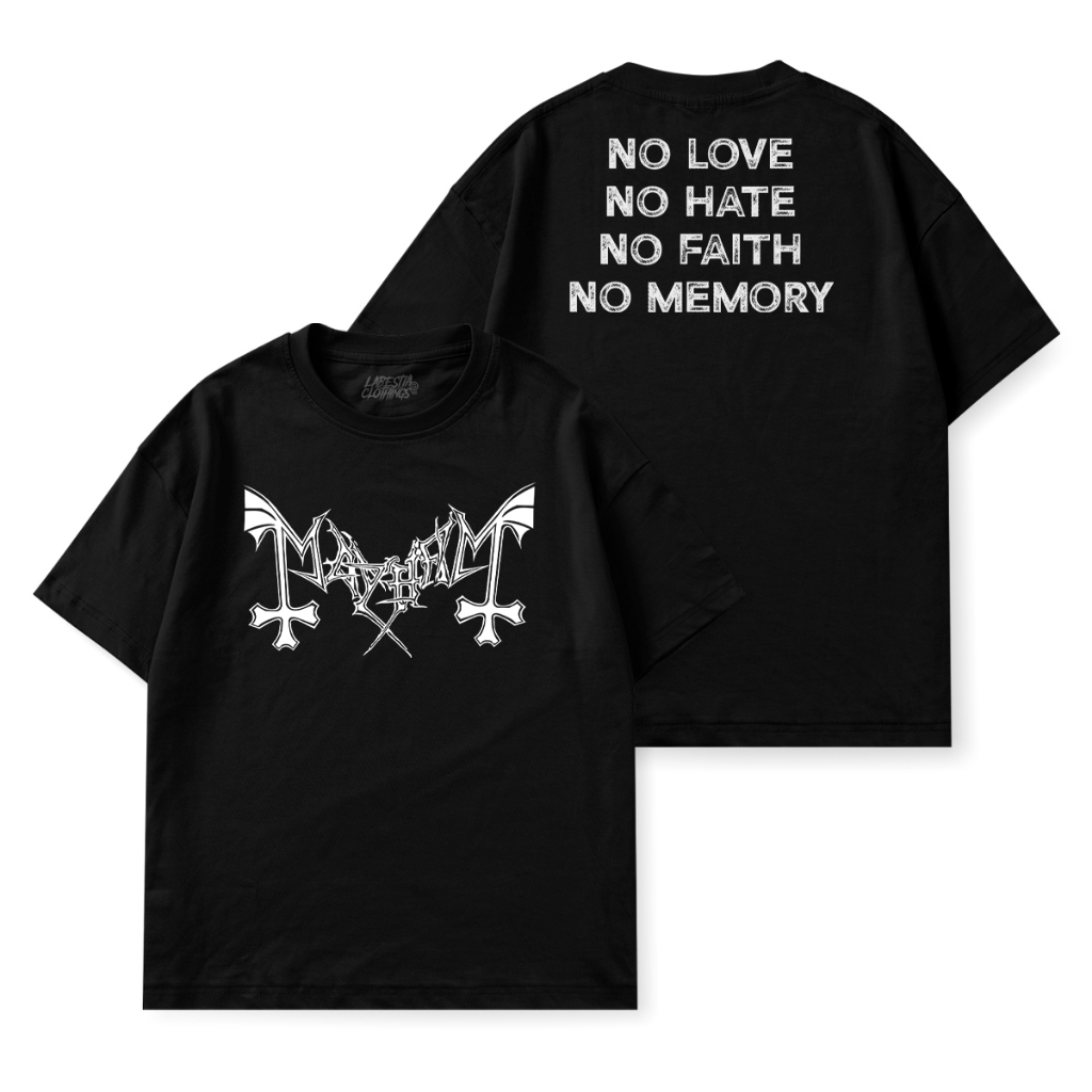 Camiseta Estampada Frente Verso de Banda Mayhem Black Metal Heavy Metal Metal Extremo Underground