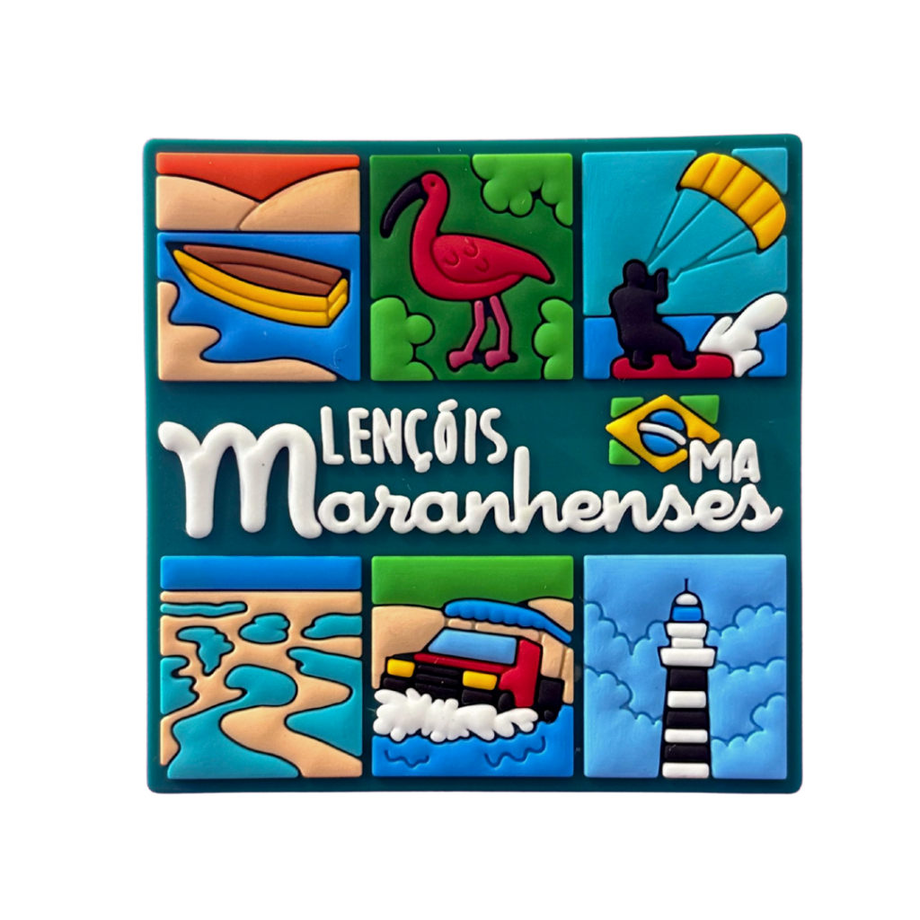Ímã de Geladeira Emborrachado Lençóis Maranhenses Quadrado - Lembrança Maranhão Kitesurf Praia