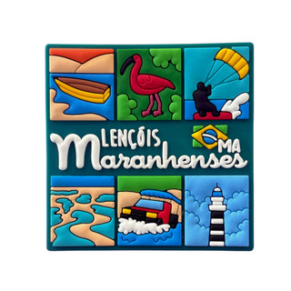 Ímã de Geladeira Emborrachado Lençóis Maranhenses Quadrado - Lembrança Maranhão Kitesurf Praia