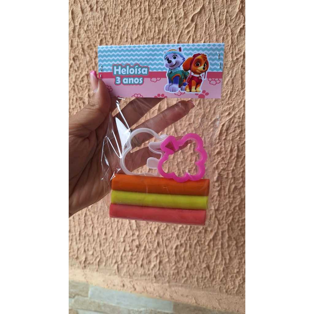 Kit Massinha Sky e Everest com 2 moldes Personalizado para Lembrancinha, Patrulha Canina, mimo, aniversario,