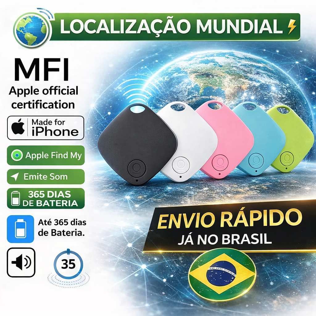 Localizador Bluetooth Tipo AirTag | Rastreador GPS Anti-Perda | Chaves Bolsa Carro iOS