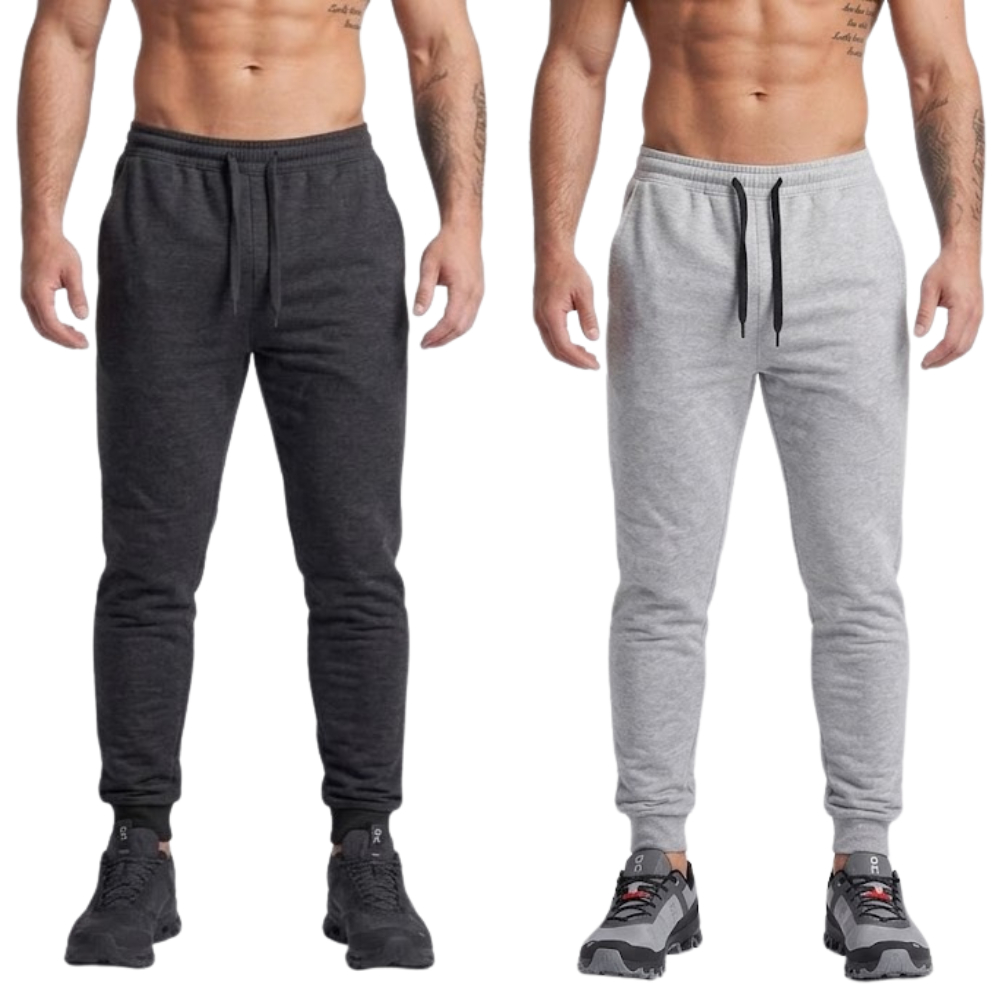 Kit 2 Calça Moletom Masculina Peluciada Com Bolso Jogger Skinny Lisa Estiloso