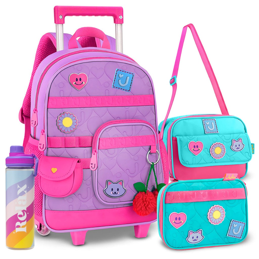 Kit Mochila Juju Teófilo Lancheira Estojo Lançamento Escolar