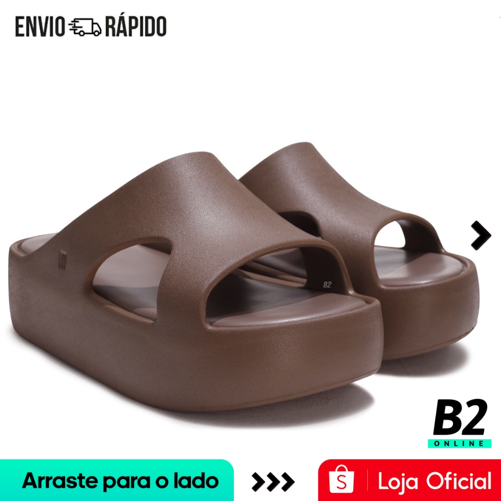 Chinelo Melissa Plataforma Free Cut Out Feminino Marrom Original com Nota Fiscal e Garantia em Oferta na Shopee