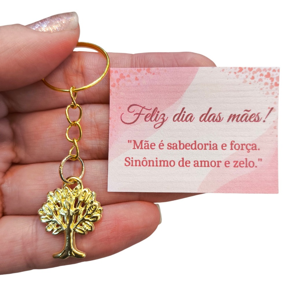 50 Lembrancinhas Dia das Mães Árvore da Vida Dourada + Tag + Saquinhos para Embalar