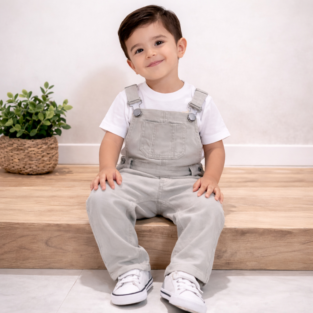 Jardineira Jeans Calça Masculina Infantil Outono Inverno Casual