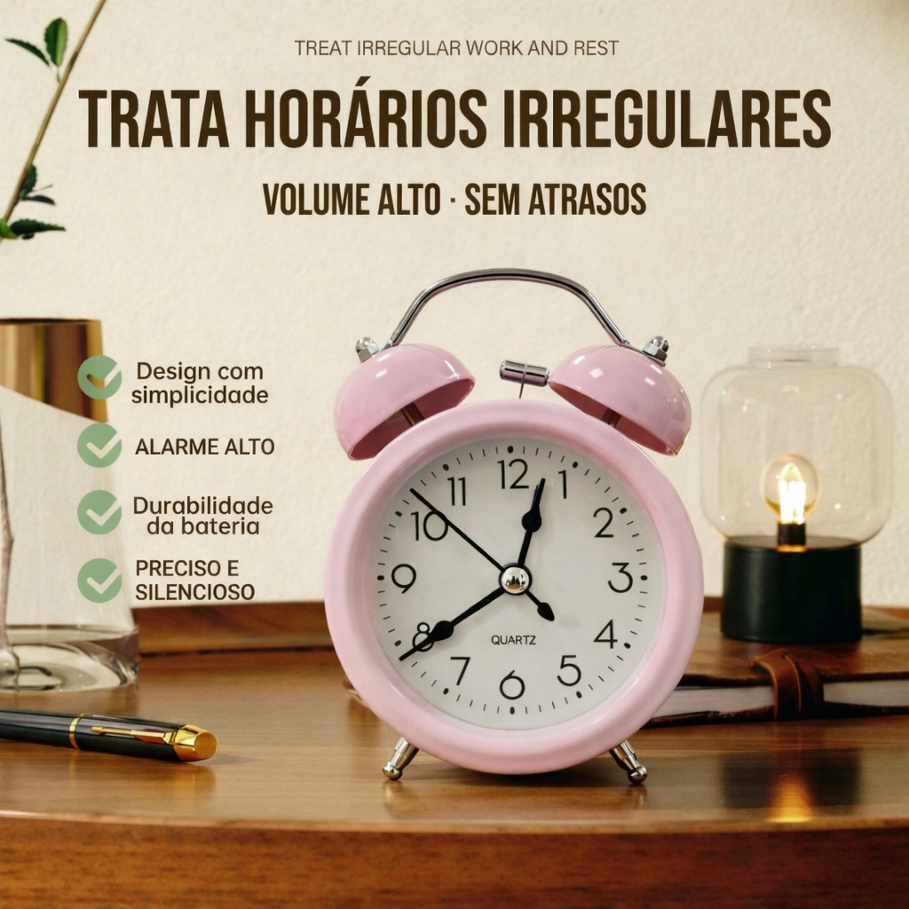 Despertador de mesa em metal cor sólida estilo retrô super alto portátil a bateria Design Clássico - 634 em Oferta na Shopee