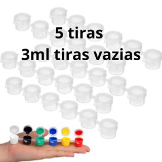 5 Tira de Pote 3ml com Tampa  tinta vazio – 6 Recipientes Interligados Transparente lembrancinha artesanato em Oferta na Shopee