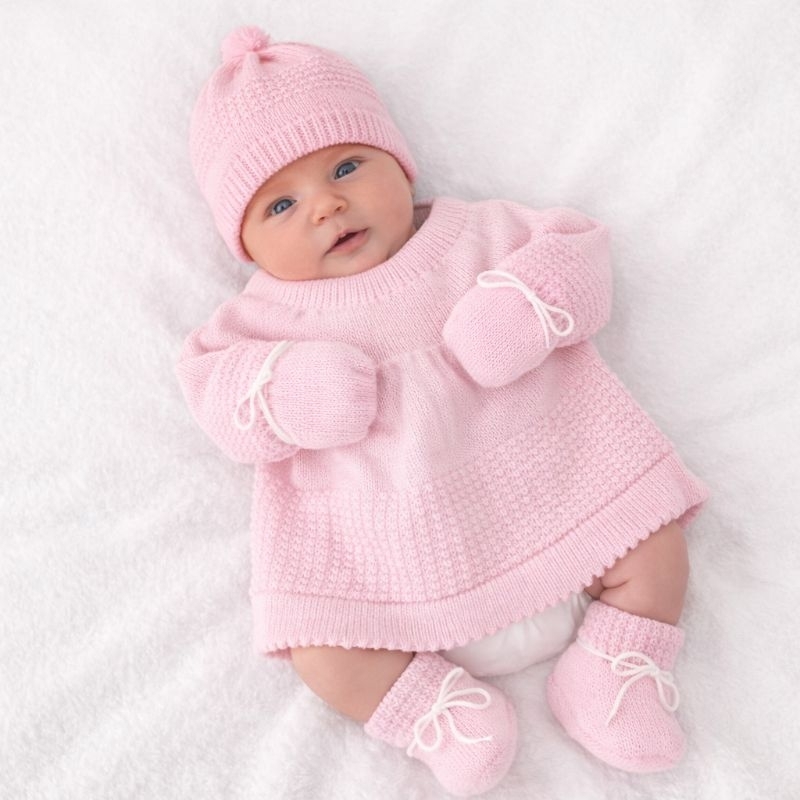 CASACO BEBÊ RECÉM NASCIDO COM KIT DE GORRO, LUVA E SAPATO - LÃ - TRICÔ em Oferta na Shopee